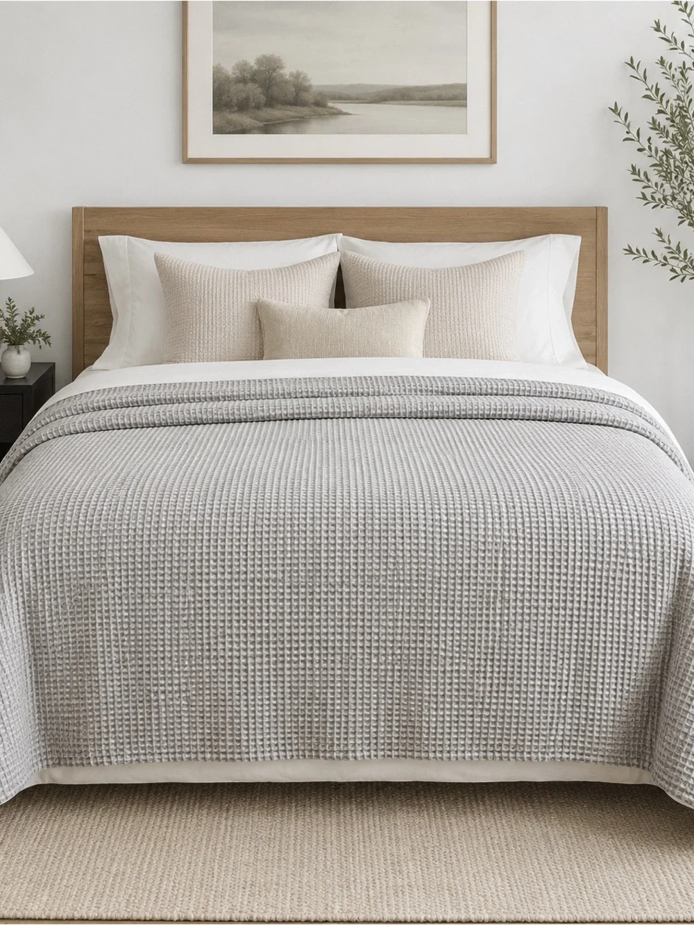UGG Duvet Cover Full/Queen Cotton Waffle Weave “Olivia” Gray Taupe Textured